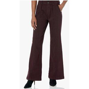 Paige Womens High-Rise Wide-Leg Pants W31/L34 Cotton Blend/Vintage black Cherry